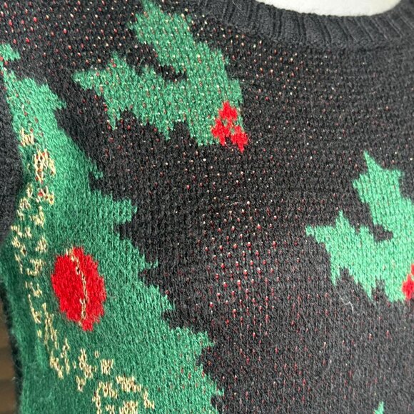 Xhilaration Cat Christmas Tree Sweater Dress Ugly Xmas Knit Black M 2000s Y2K - Picture 4 of 8
